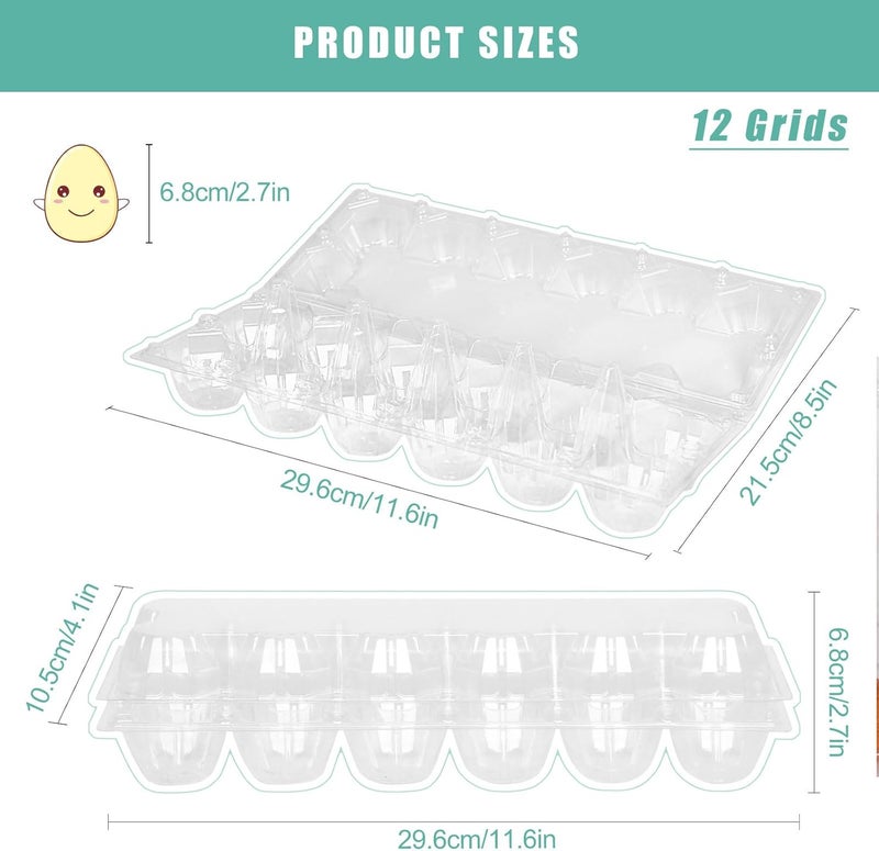 SINLUCESCE 60 Packs 12 Count Clear Egg Cartons, 2 * 6 Grids Design, Perfect for Family, Farm, Markets, Display(Large) - Image 3
